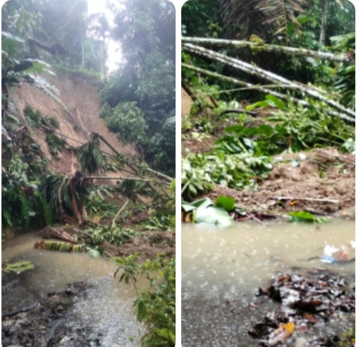 Badan Jalan Tertutup Longsor di Biru-biru Dan Namorambe