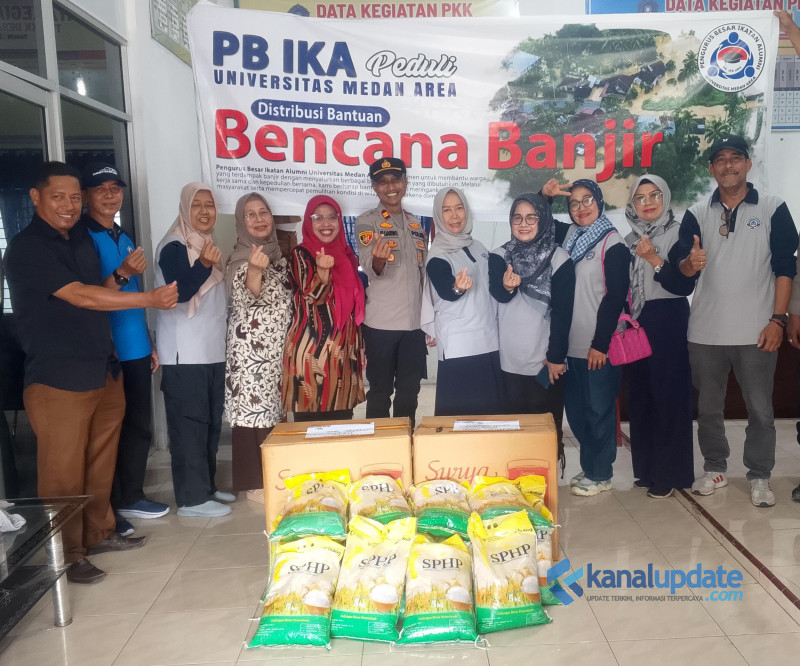 PB IKA UMA bersama Polsek Pantai Labu Ulurkan Tangan, Salurkan Bantuan untuk Korban Banjir di Desa Tengah Pantai Labu