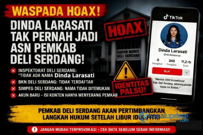 Akun TikTok Bodong &ldquo;Dinda Larasati&rdquo; Diduga Sebar Hoaks, Serang Pemkab Deli Serdang Tanpa Data &lrm;