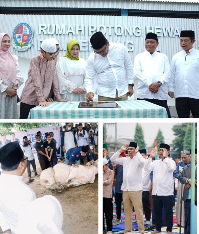 Sholat Ied Bersama Warga, Bupati Deliserdang Tinjau Qurban Presiden Dan Resmikan RPH