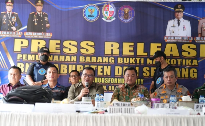 Bupati Bersama Forkopimda Musnahkan Sabu Tangkapan BNNK Deliserdang