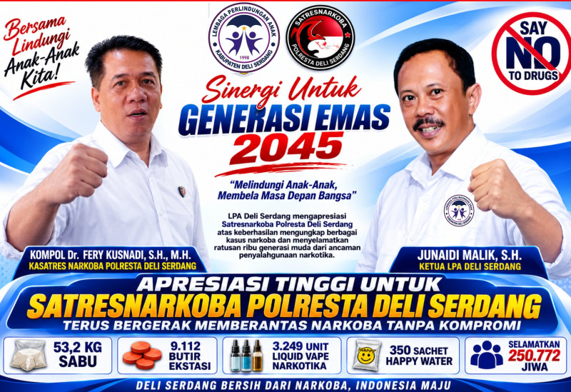 LPA Apresiasi Satresnarkoba Polresta Deliserdang Ungkap Kasus Narkoba