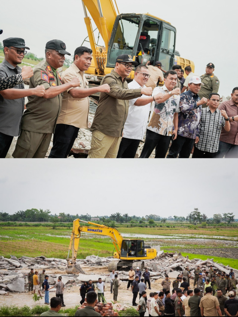 Bupati Deliserdang Pimpin Penertiban Bangunan Tanpa Izin Dikawasan Sawah Dilindungi