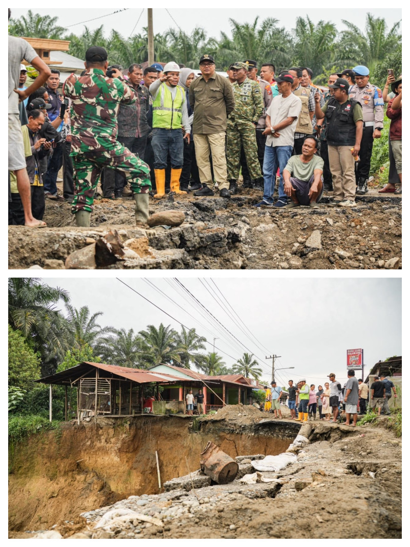 Bupati Tinjau Jalan Propinsi Yang Longsor di STM Hulu, Pemkab Siapkan Jalan Alternatif